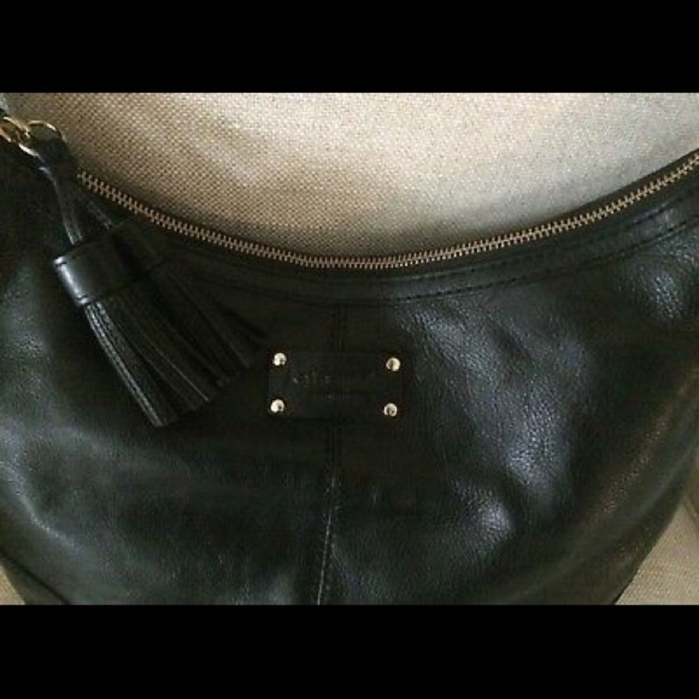 Kate Spade Handbag Black Leather Tassels Hobo Lori - Picture 3 of 8